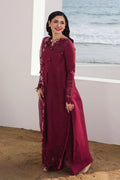 Cranberry Red: Embroidered Chikankari Cotton Suit | Ready To Wear