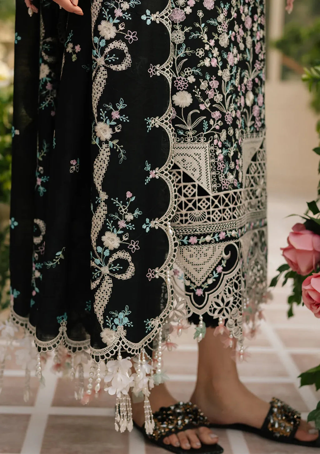 03-Piece Fully Embroidered Luxury Chikankari Lawn - Ready To Wear