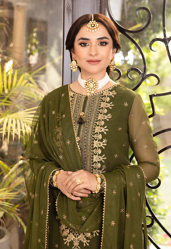3PCS EMBROIDERED CHIFFON DRESS READY TO WEAR