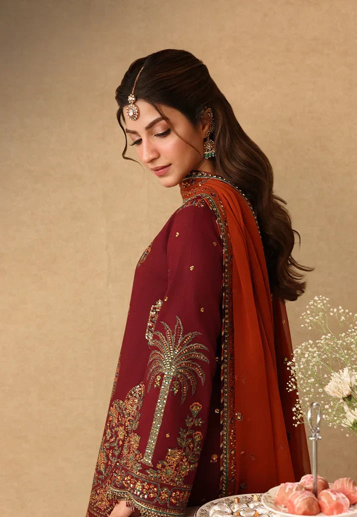 Rich Maroon - Short Kurta Set with Palazzo and Rust Dupatta | Ready To Wear