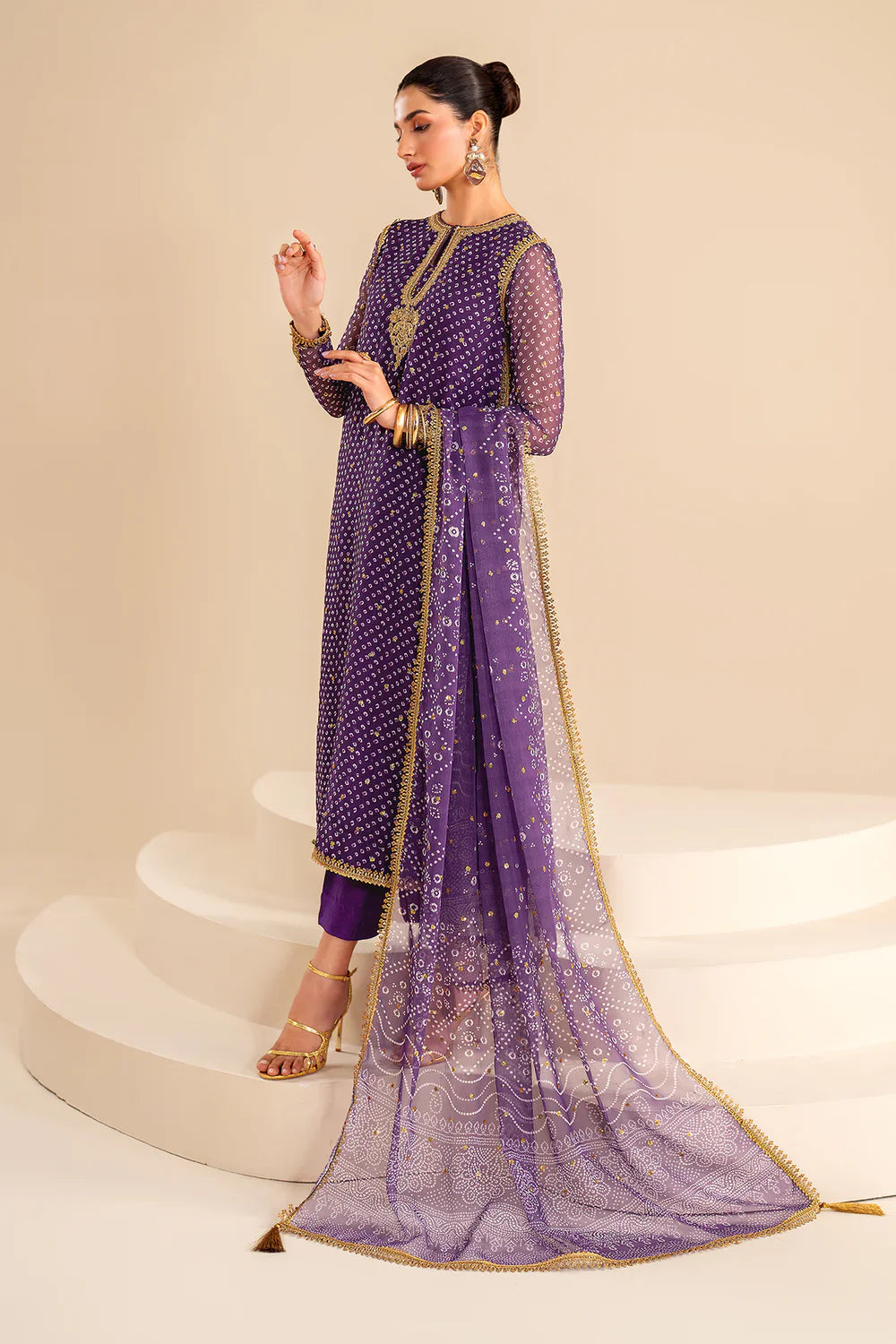 03-Piece Heavy Embroidered Chiffon - Ready to Wear