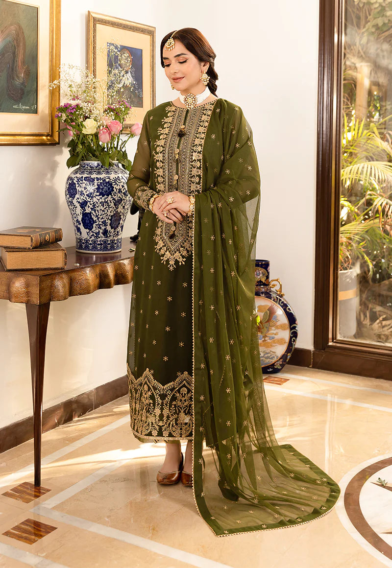 3PCS EMBROIDERED CHIFFON DRESS READY TO WEAR