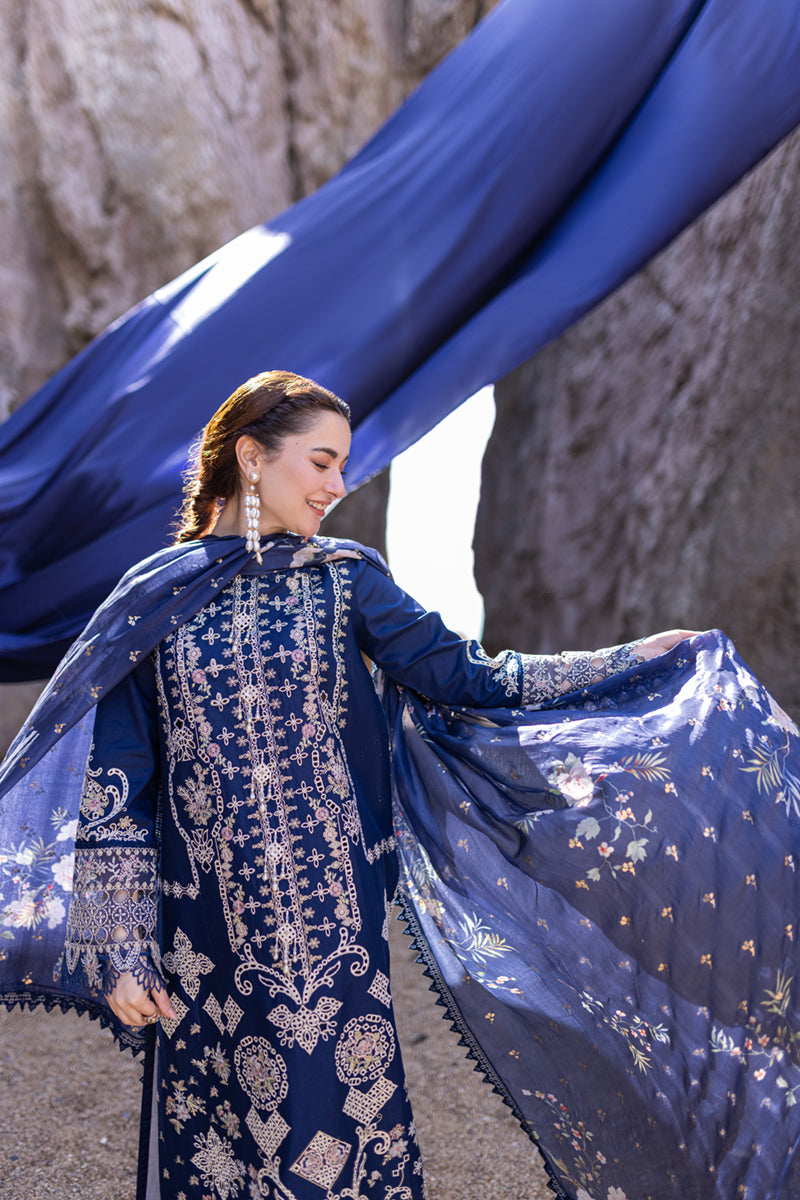 Qalamkar Luxury Cotton Embroidered 3 Piece Suit