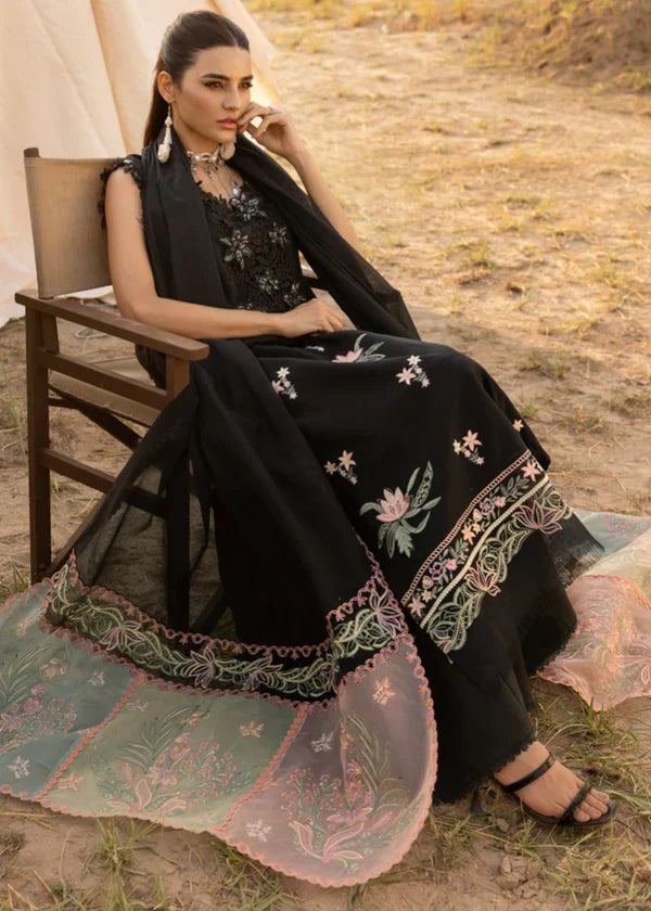 03-Piece Embroidered Lawn Suit With Organza Dupatta | Ready To Wear