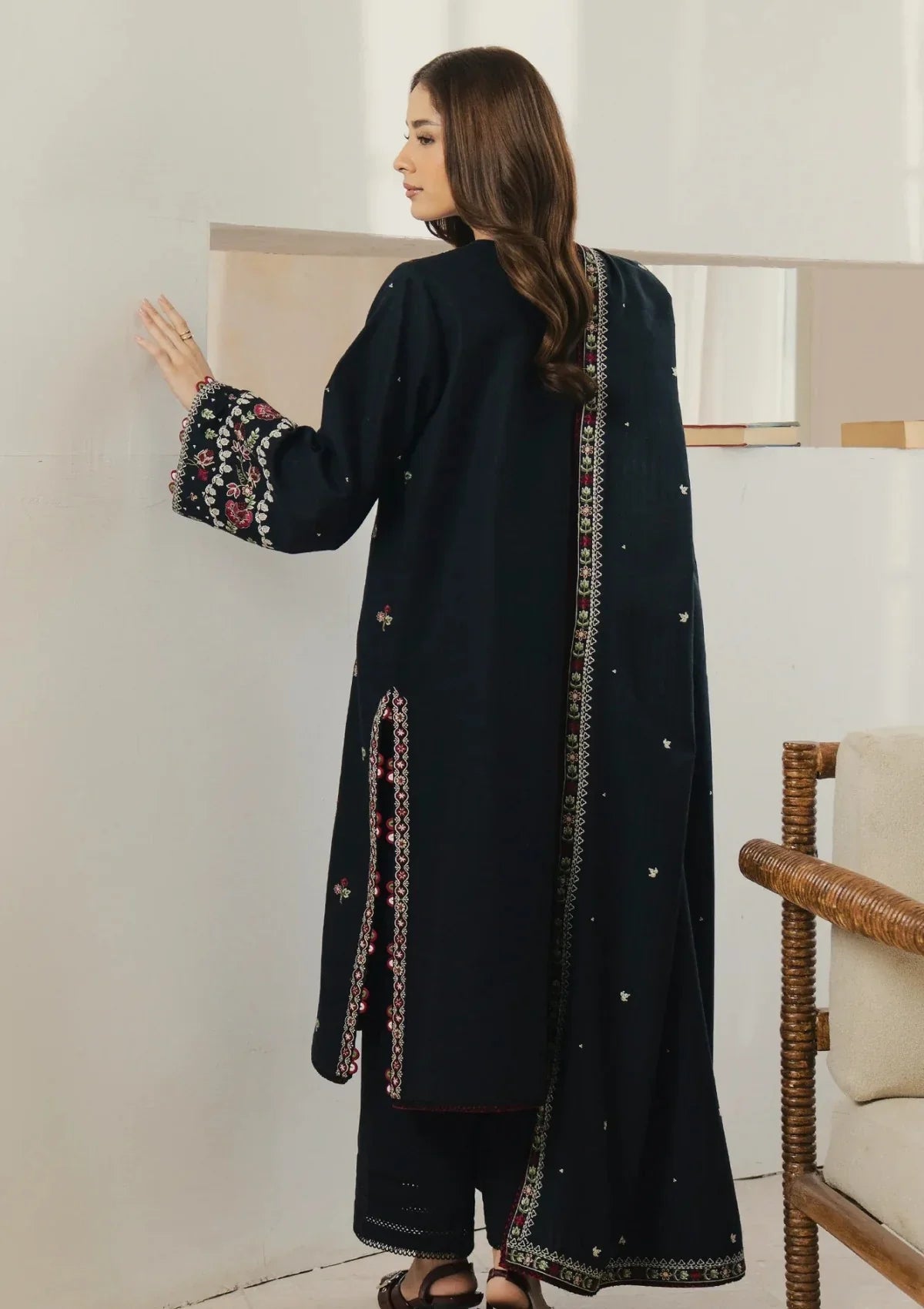 03-Piece Embroidered Lawn Suit With Chiffon Dupatta | Ready To Wear