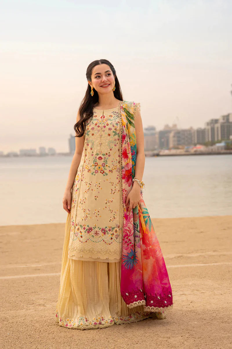 The Oasis Flora: Embroidered Cotton Suit & Vibrant Dupatta | Ready To Wear