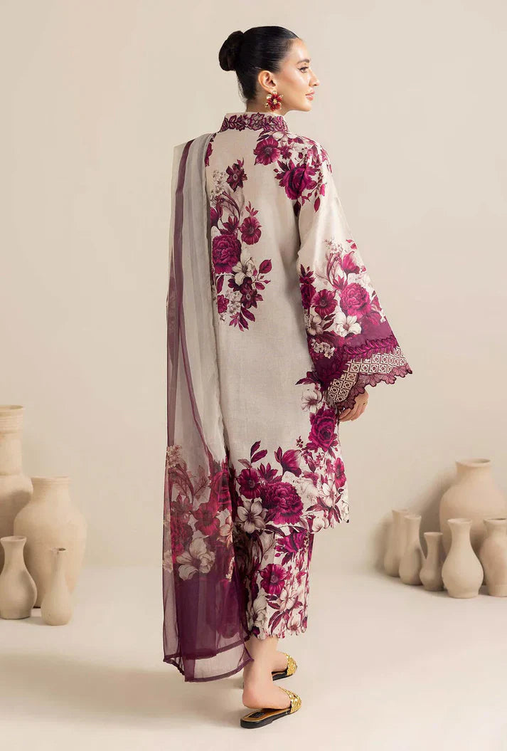 Magenta Bloom: Digital Printed Lawn Ensemble - Ready To Wear