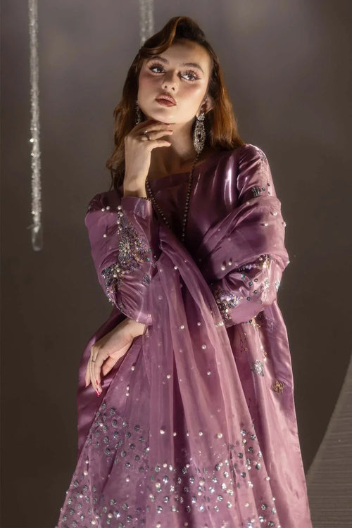 03-Piece Embroidered Cotton Suit With Organza Dupatta | Ready To Wear