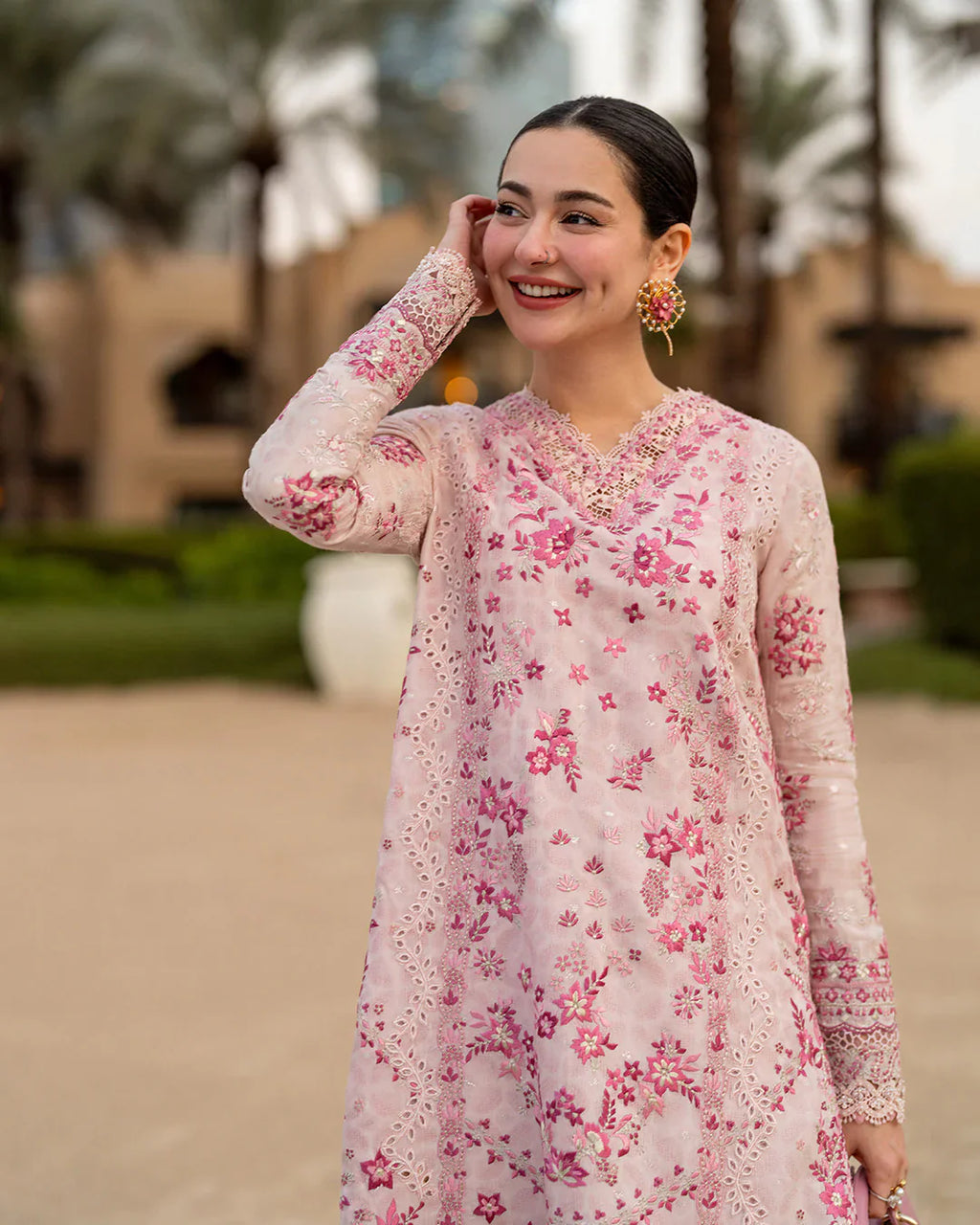 Blush Pink - Embroidered Lawn Suit With Organza Dupatta | Read To Wear (FS)