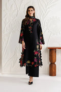 Midnight Bloom - Embroidered Chiffon Suit & Silk Dupatta| Ready To Wear