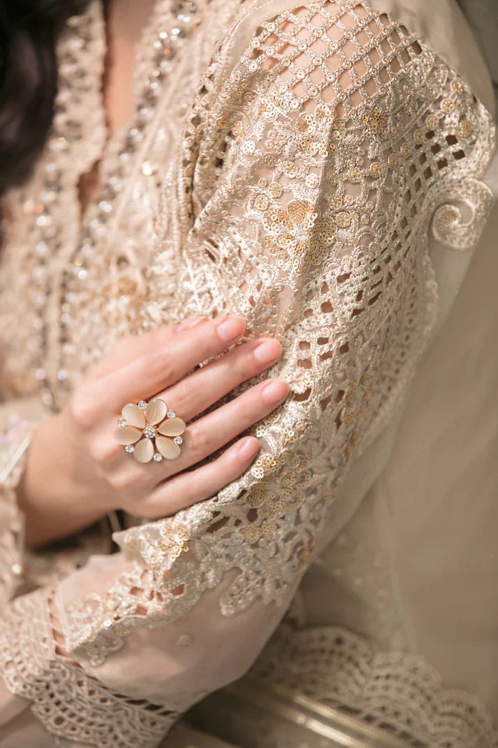 03-Piece Embroidered Organza Suit With Net Dupatta | Ready To Wear