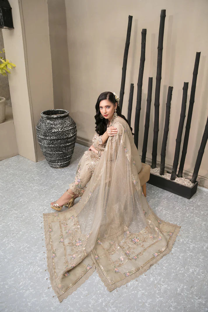 03-Piece Embroidered Organza Suit With Net Dupatta | Ready To Wear