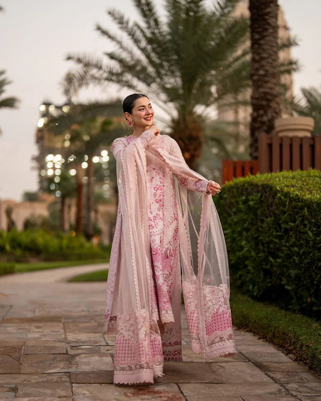 Blush Pink - Embroidered Lawn Suit With Organza Dupatta | Read To Wear (FS)
