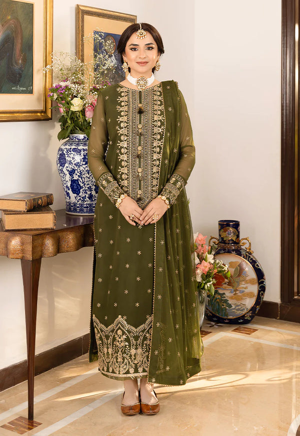 3PCS EMBROIDERED CHIFFON DRESS READY TO WEAR