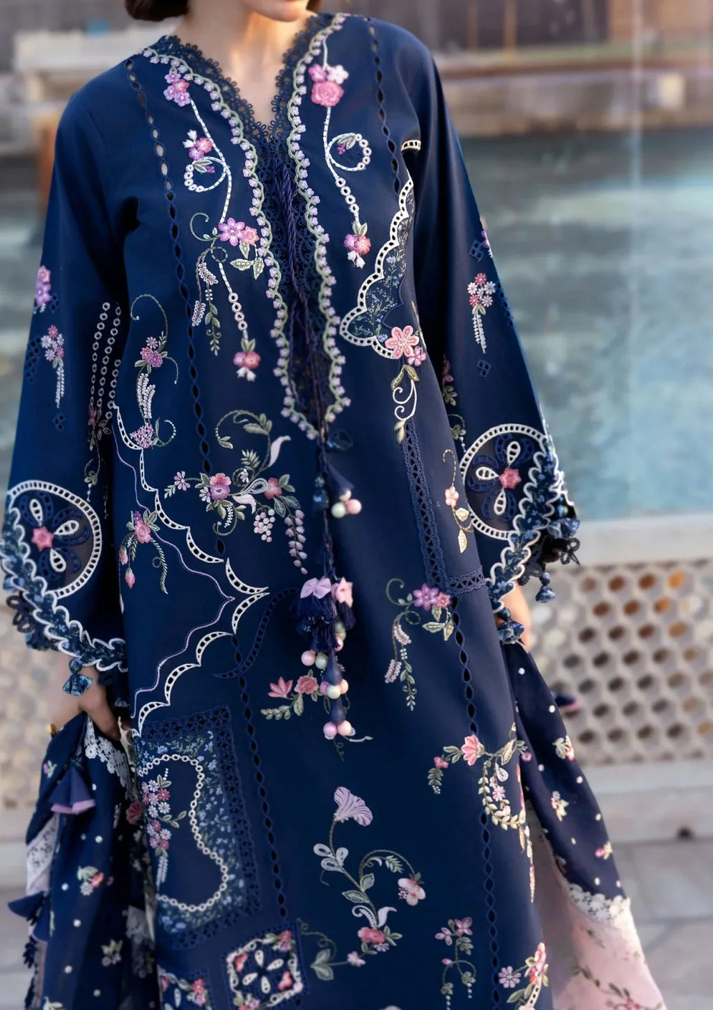03-Piece Embroidered Lawn Suit Net Dupatta | Ready To Wear