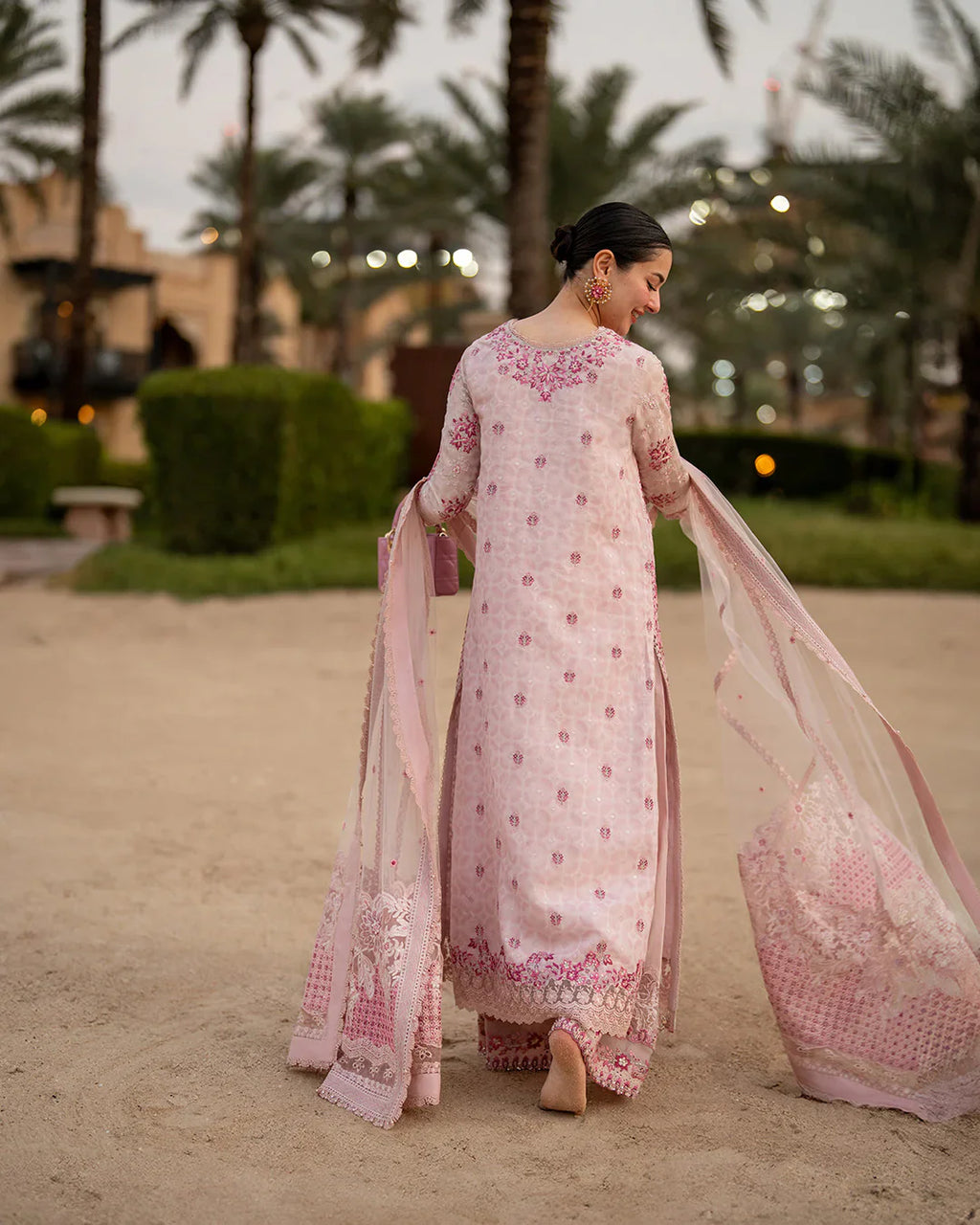 Blush Pink - Embroidered Lawn Suit With Organza Dupatta | Read To Wear (FS)