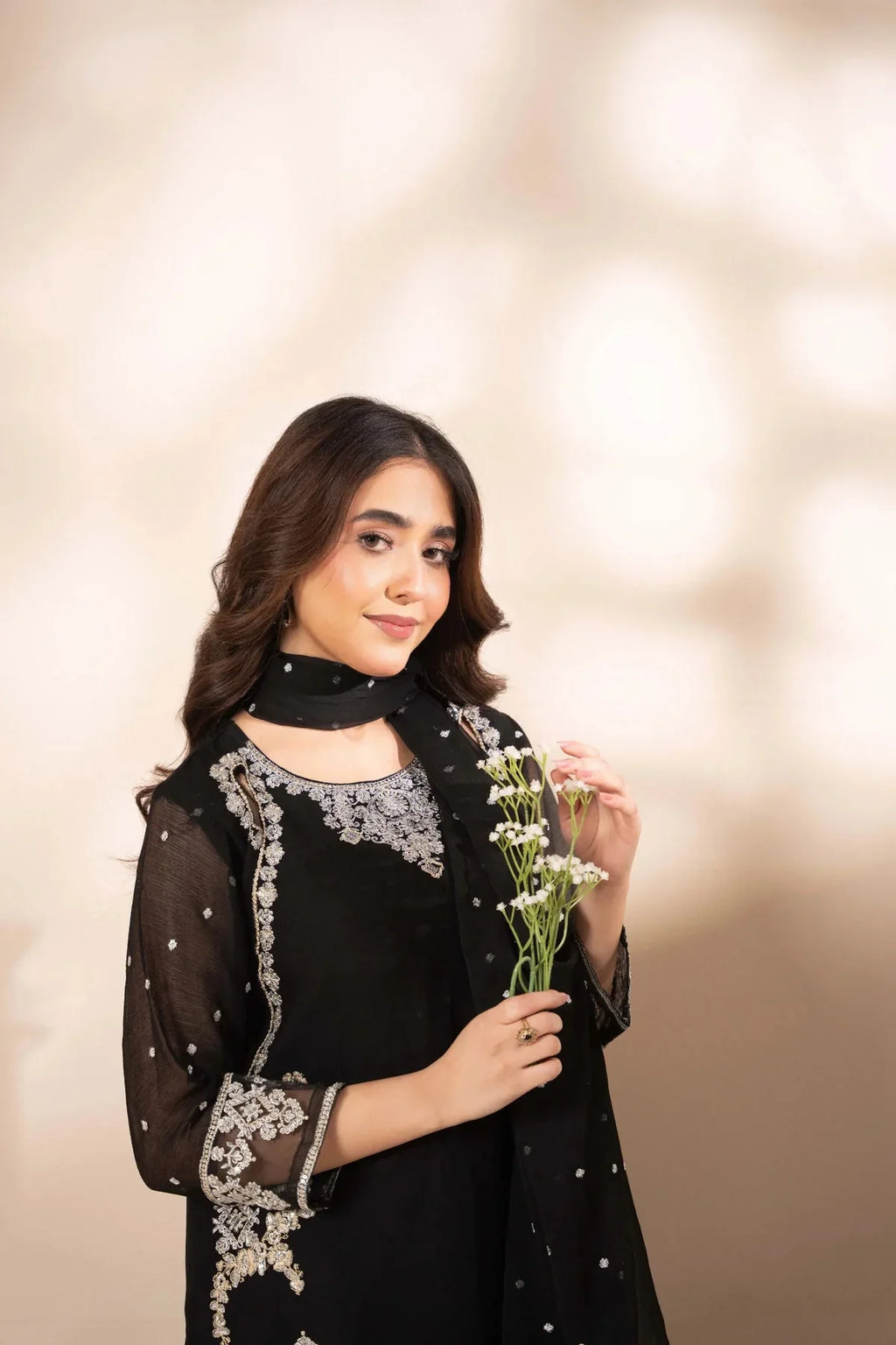 03-Piece Chiffon Suit With Thread Embroidery | Ready To Wear