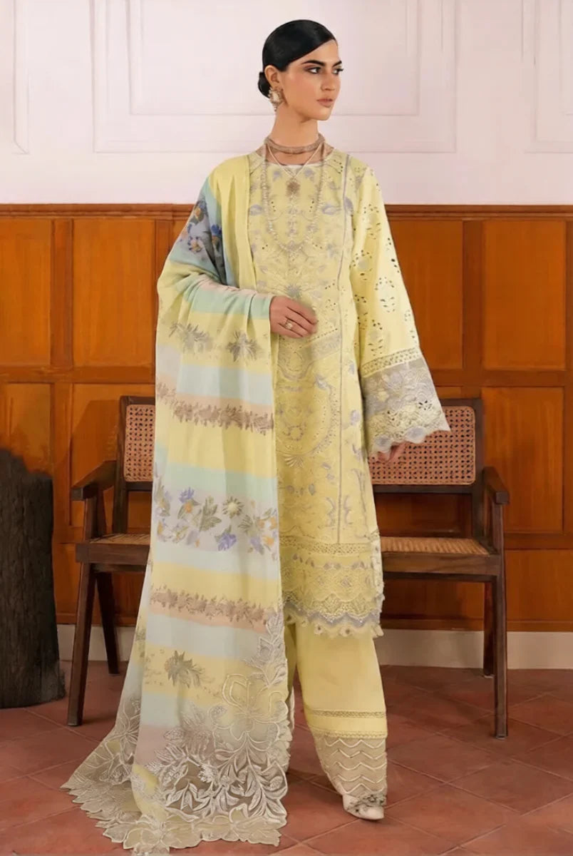 03-Piece Embroidered Lawn Suit With Net Dupatta | Ready To Wear