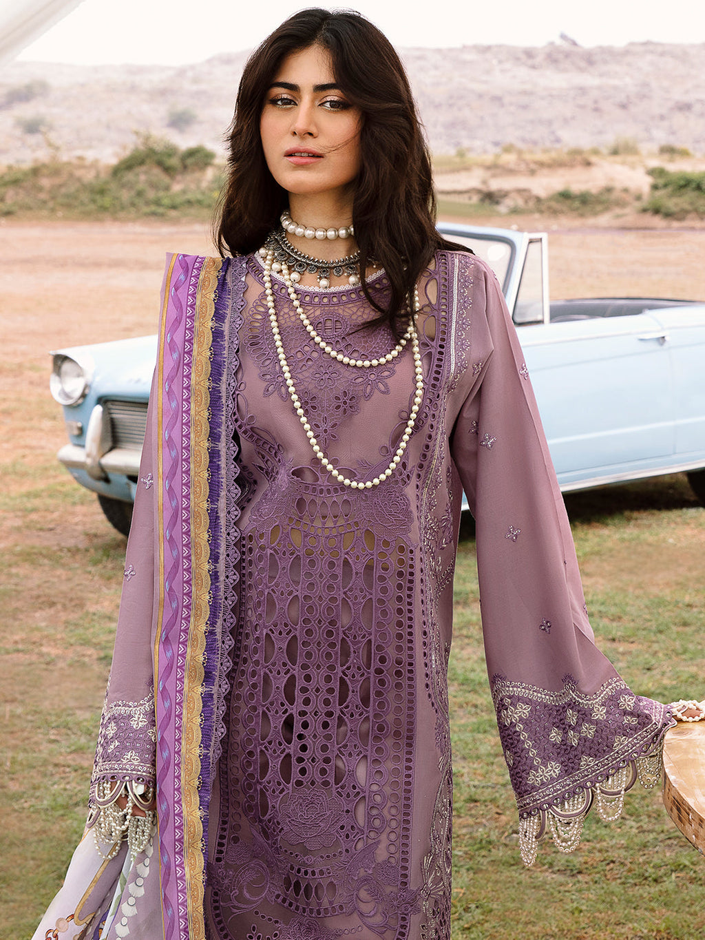 3-Piece Lawn Embroidered Suit With Digital Printed Silk Dupatta