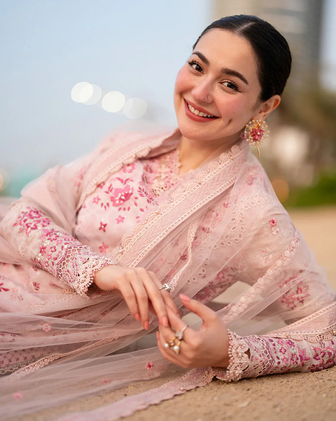 Blush Pink - Embroidered Lawn Suit With Organza Dupatta | Read To Wear (FS)