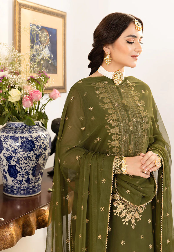 3PCS EMBROIDERED CHIFFON DRESS READY TO WEAR