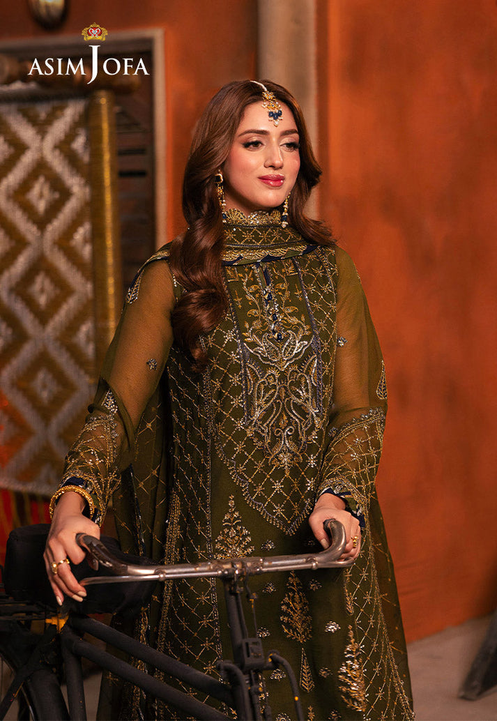 3-Piece Embroidered Semi-Pure Chiffon Suit with Sequence Work Dupatta| Ready To Wear