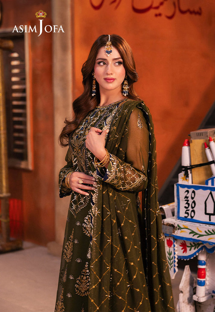 3-Piece Embroidered Semi-Pure Chiffon Suit with Sequence Work Dupatta| Ready To Wear