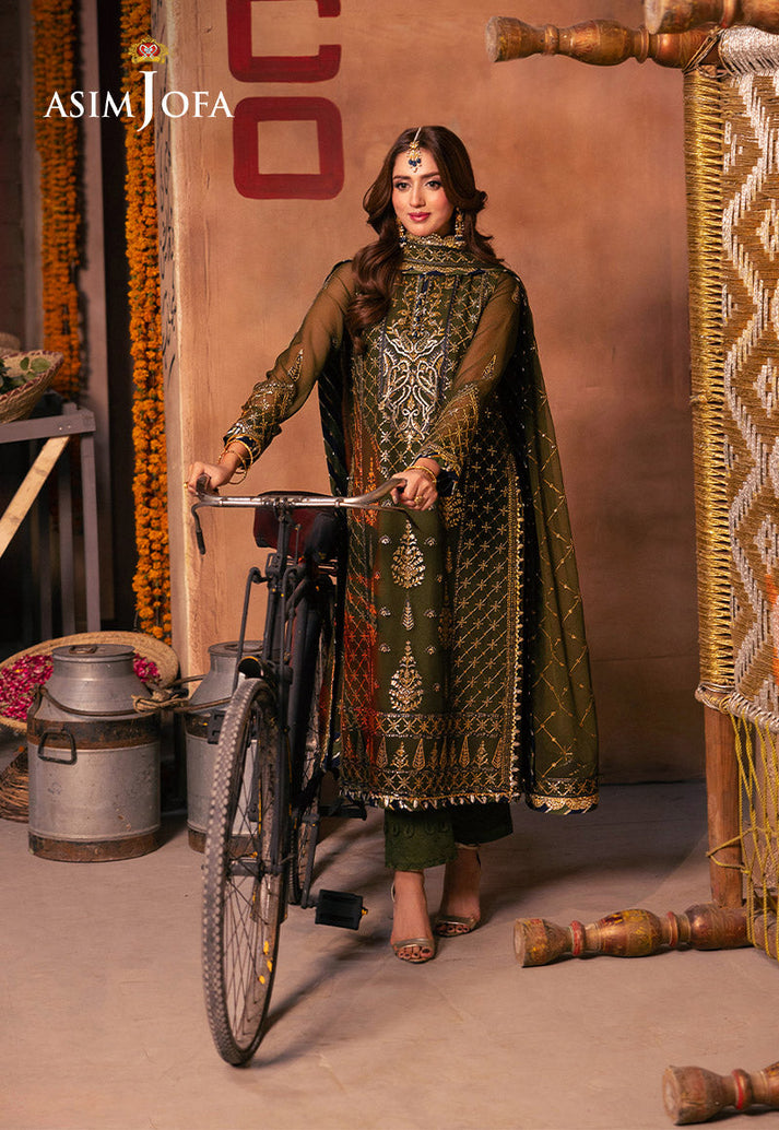 3-Piece Embroidered Semi-Pure Chiffon Suit with Sequence Work Dupatta| Ready To Wear