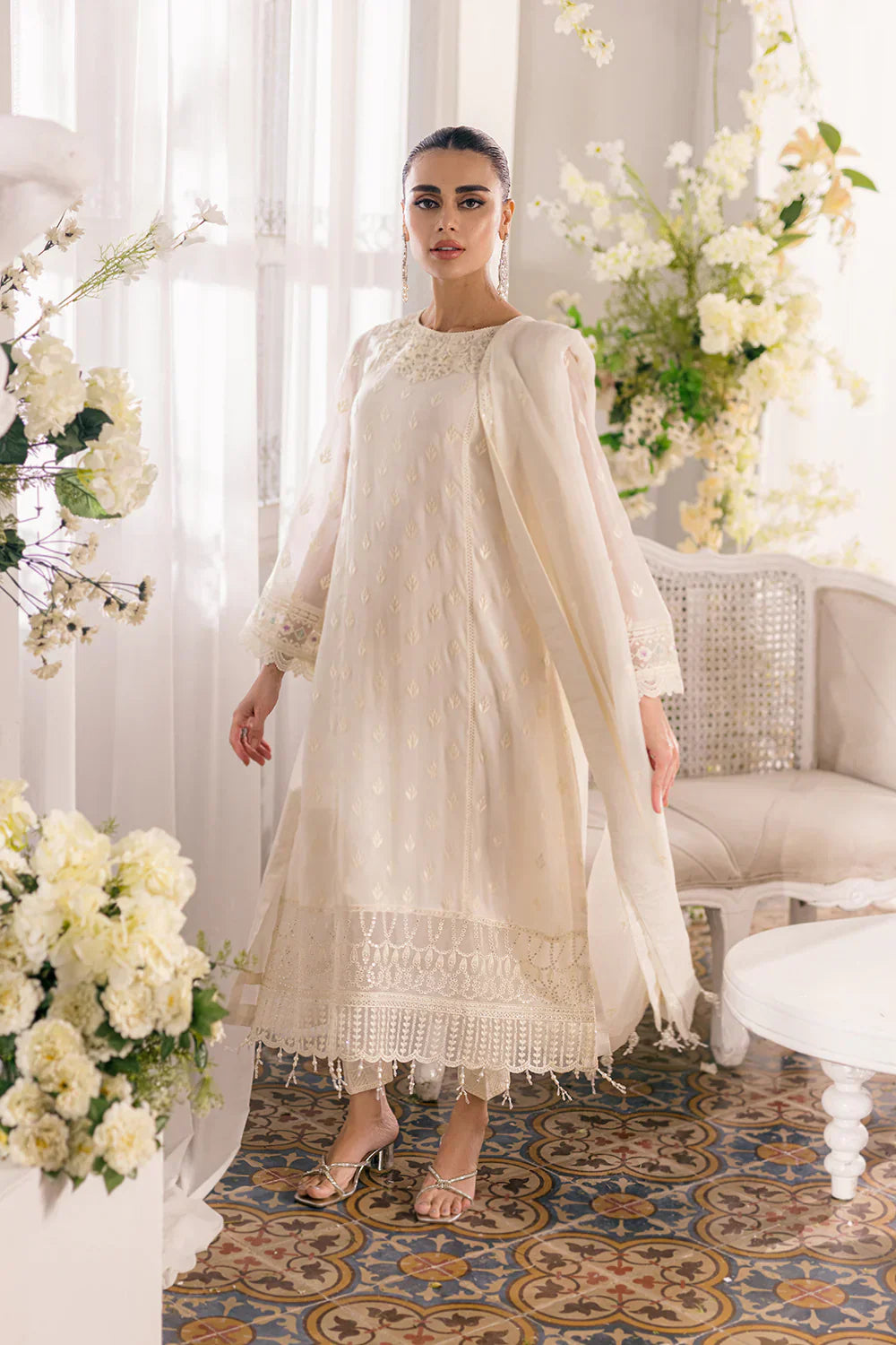 Ivory Elegance: Classic White Kurta & Dupatta | Ready To Wear