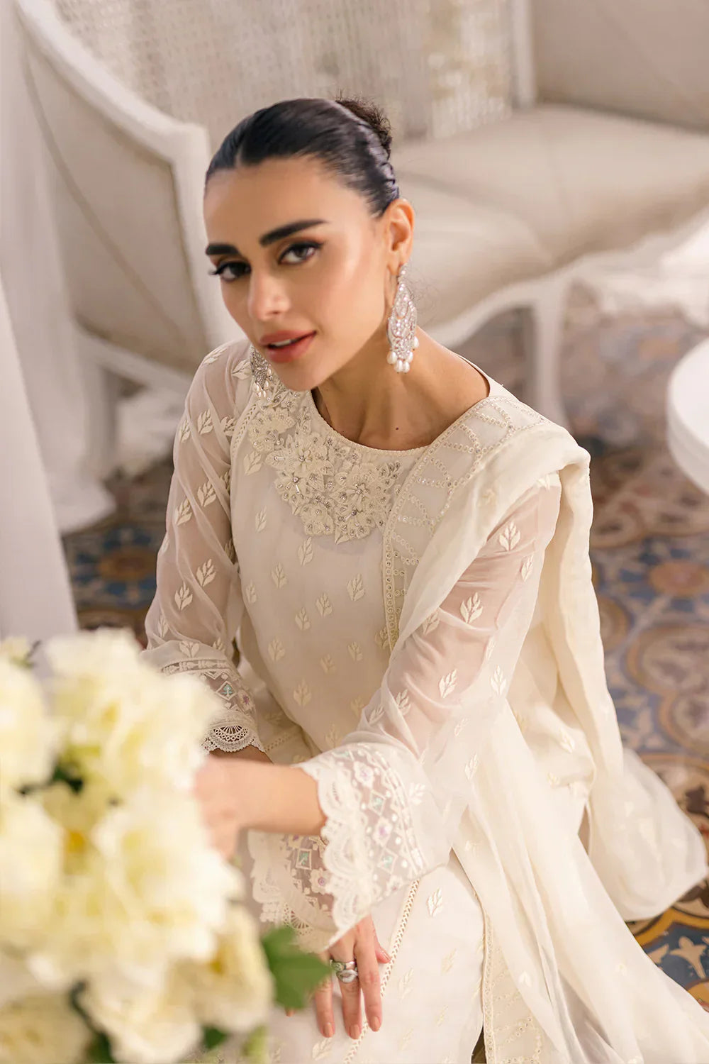 Ivory Elegance: Classic White Kurta & Dupatta | Ready To Wear