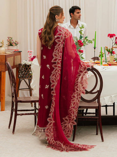 03-Piece Embroidered Lawn Suit With Net Dupatta | Ready To Wear