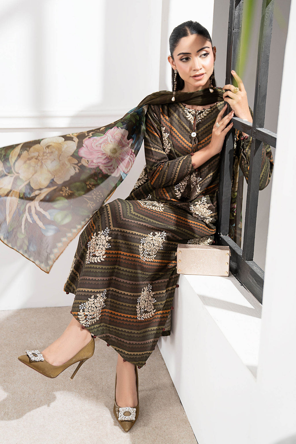 3 Piece Printed Lawn With Fully Heavy Embroidered Dress