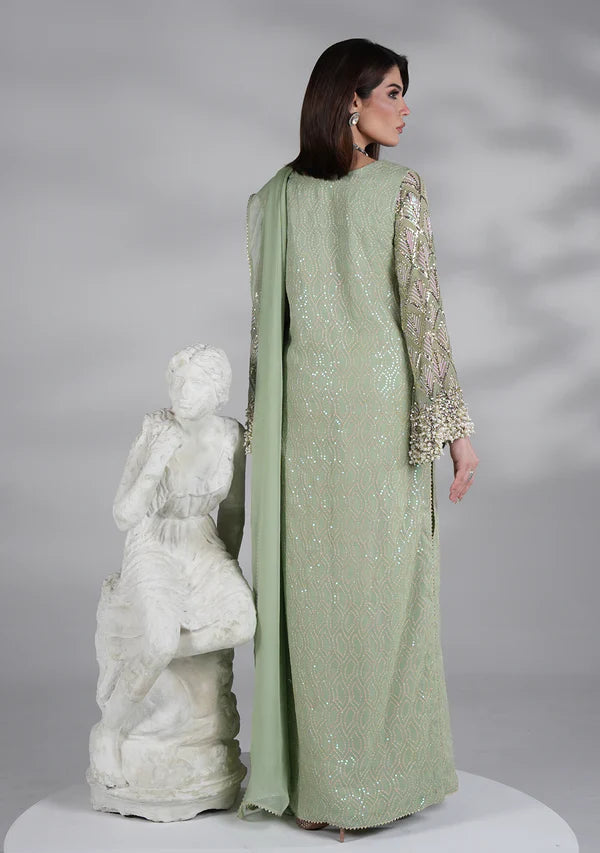 Mint Green - Embroidered Chiffon Suit | Ready To Wear