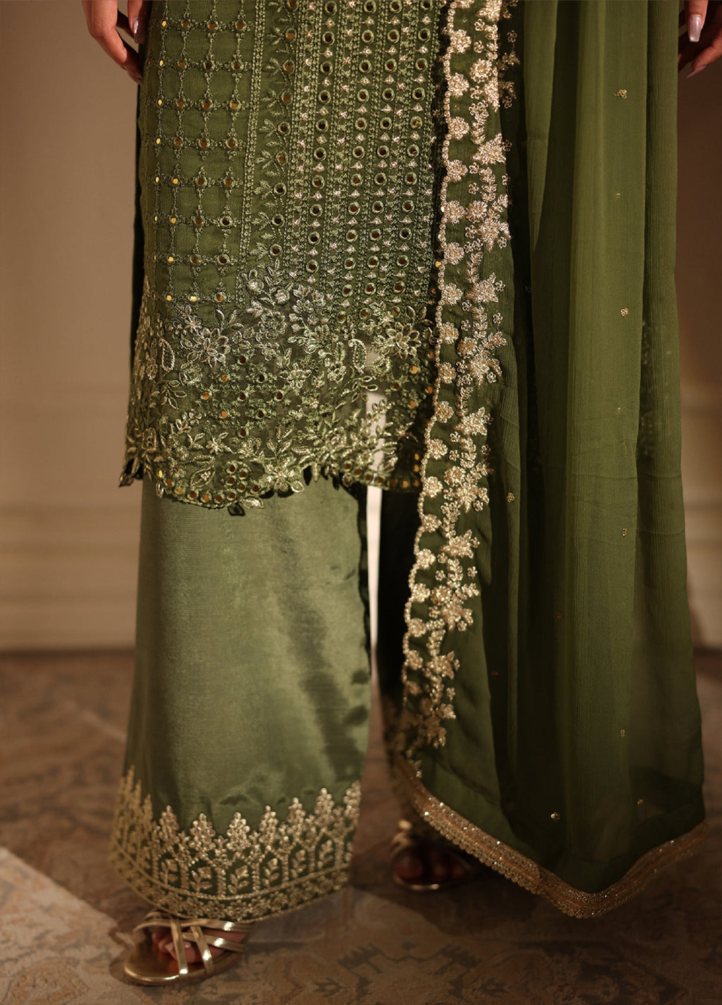 3  Piece Stitched Chiffon  Suit - Ready to Wear