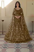 The Olive Monarch: Heavily Embellished Net Maxi | Ready To Wear