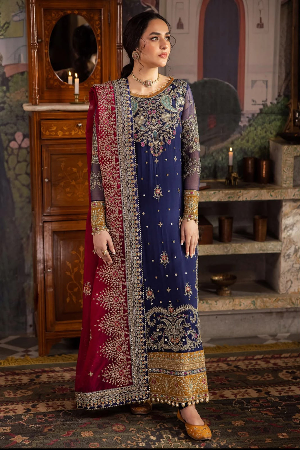 3 Piece Chiffon Suit With Organza Dupatta | Ready To Wear