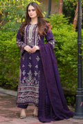 The Royal Plum: Heavy Chickenkari Embroidered Cotton Suit | Ready To Wear