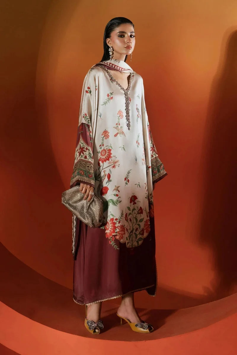 The Ivory Kaftan: Botanical Printed Silk Luxe Kaftan | Ready To Wear