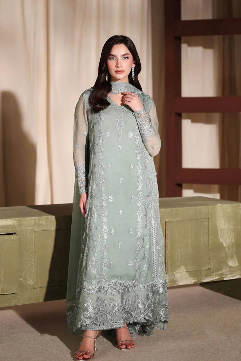 The Sage Whisper: Ethereal Embroidered Chiffon Suit  | Ready To Wear