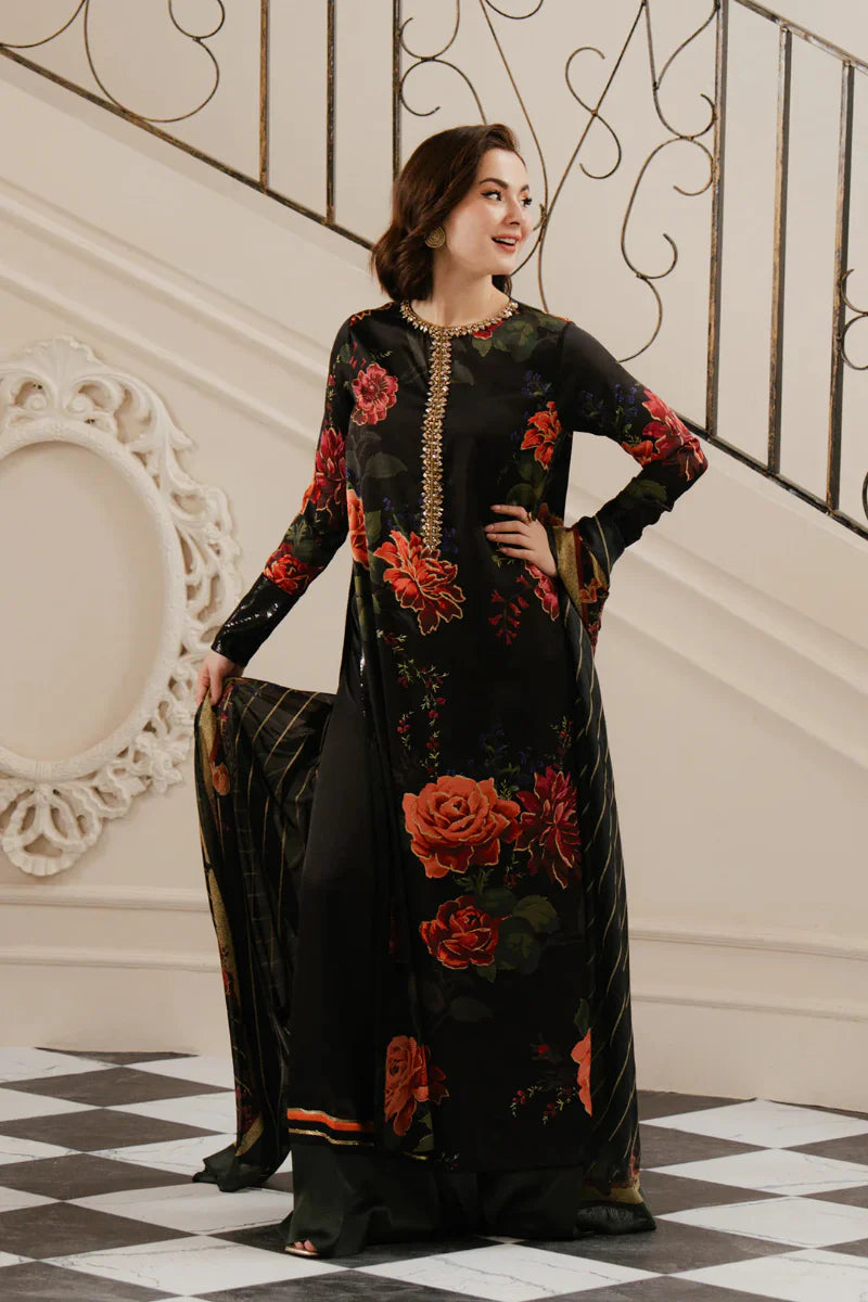 The Black Botanical: Embroidered Shamoz Silk Suit | Ready To Wear