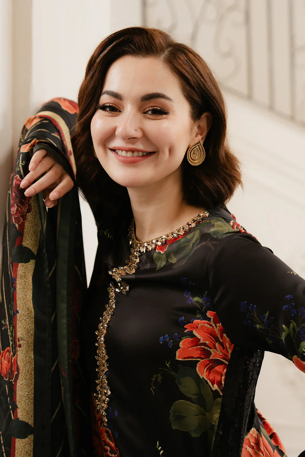 The Black Botanical: Embroidered Shamoz Silk Suit | Ready To Wear