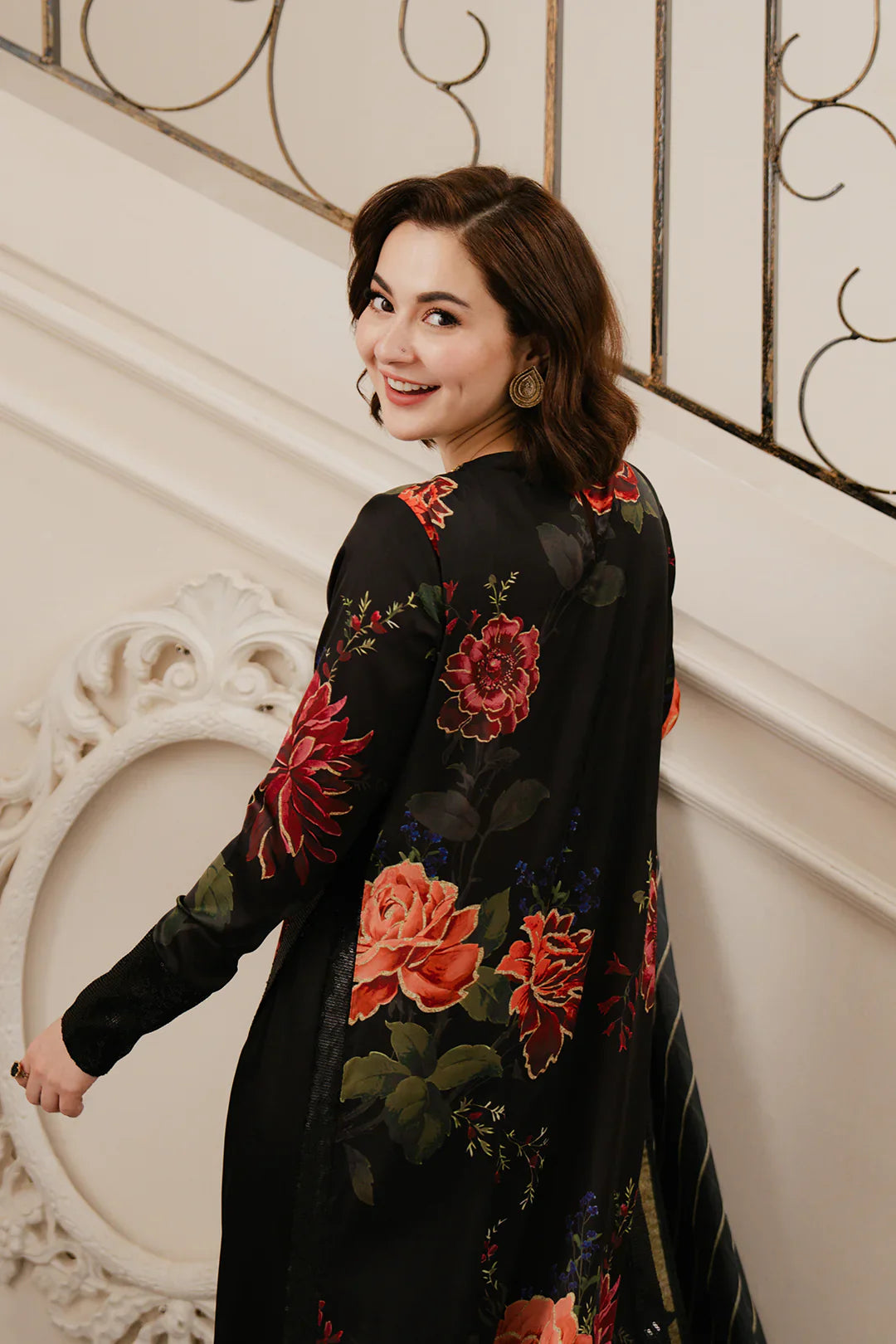 The Black Botanical: Embroidered Shamoz Silk Suit | Ready To Wear