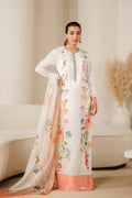 Ivory Botanical Elegance - 3 Piece Printed Suit | Ready To Wear