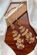 Long Tiered Kundan & Pearl Drop Jhumkas