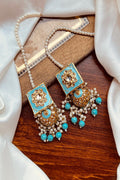 Imperial Navy Blue Meenakari Square Jhumka