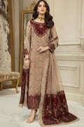 03-Piece Embroidered Chiffon Dress - Ready To Wear