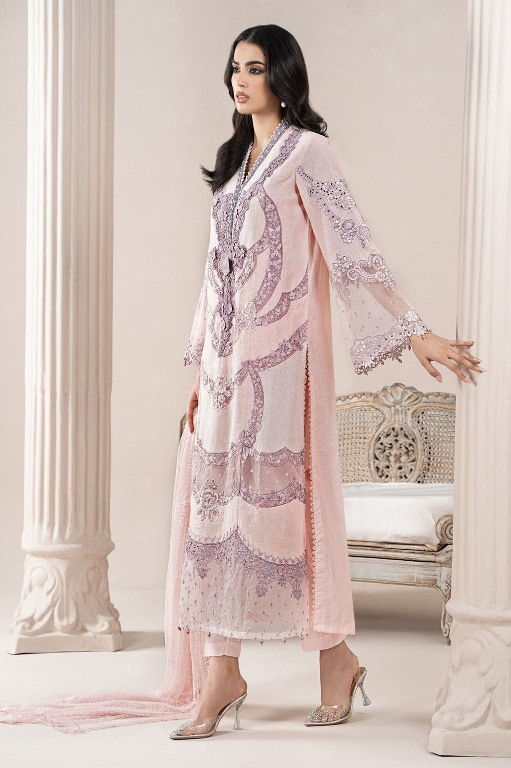 03-Piece Embroidered Lawn Suit With Net Dupatta | Ready To Wear