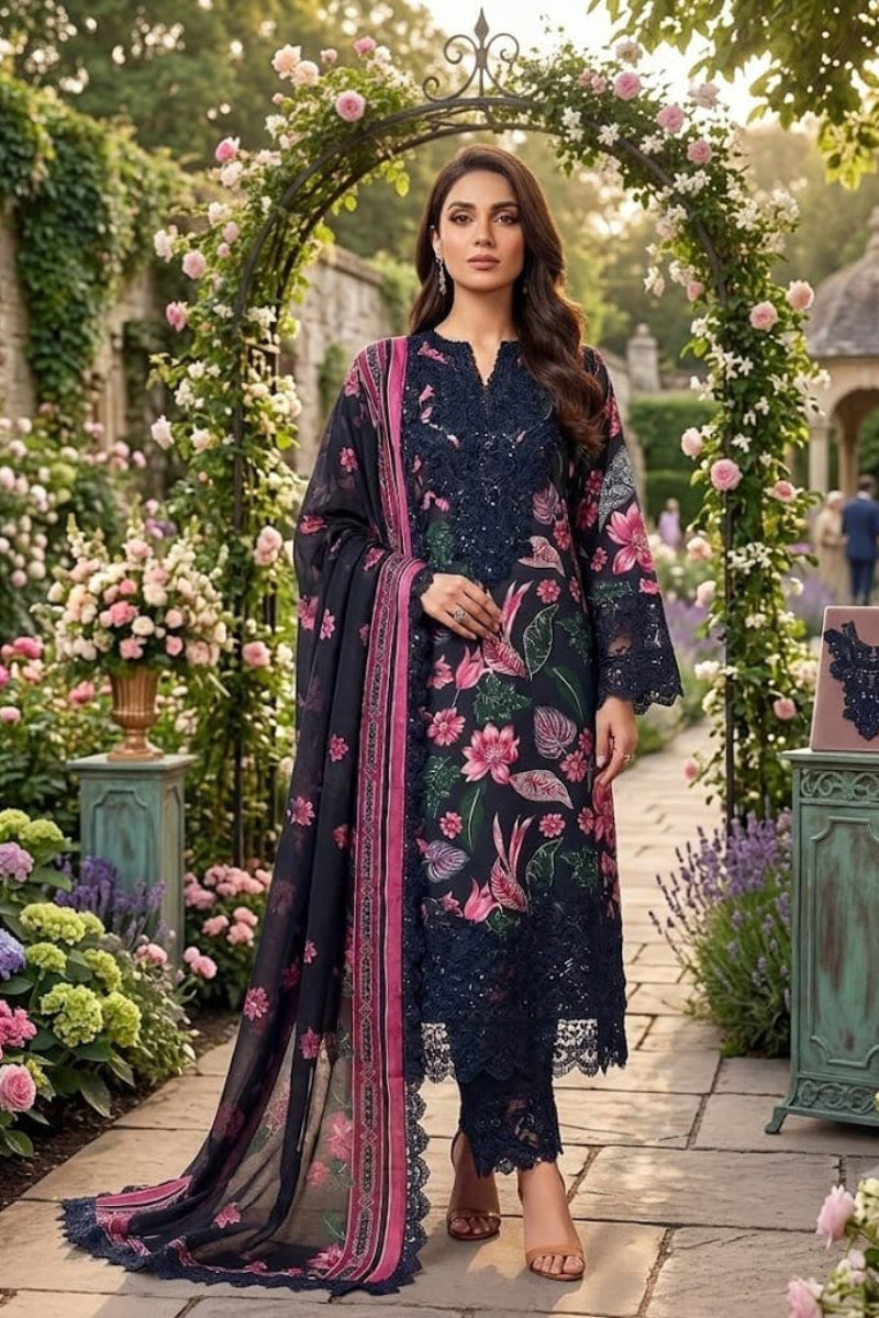 Twilight Flora: Printed Lawn Suit With Chiffon Dupatta | Ready To Wear