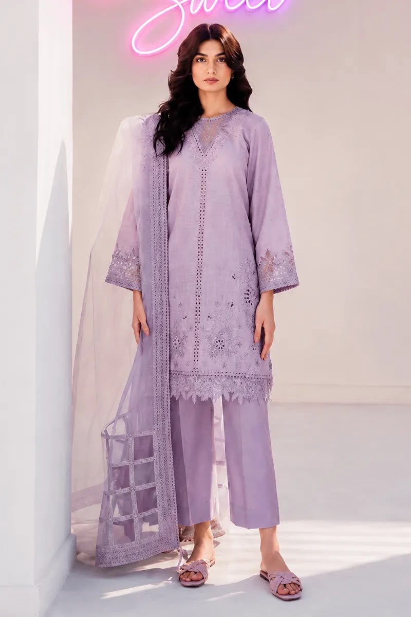 03-Piece Lawn Suit With Organza Dupatta | Ready To Wear