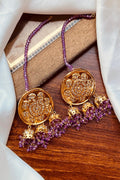 Premium Kundan Jhumki with Purple Crystal Beads